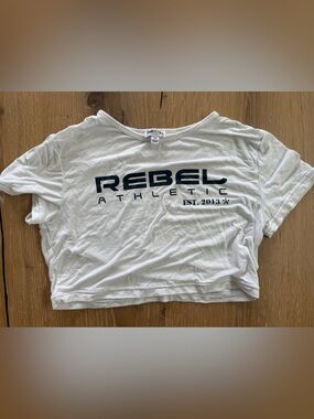 REBEL Athletic White Logo Crop Tee